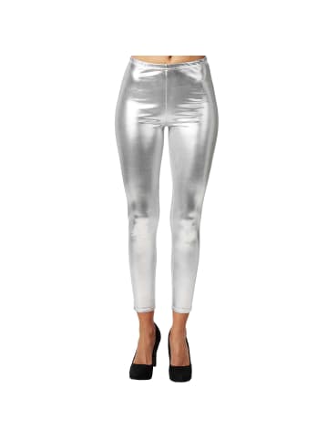 tectake Lange Leggings in glänzendem Metallic-Look, silber