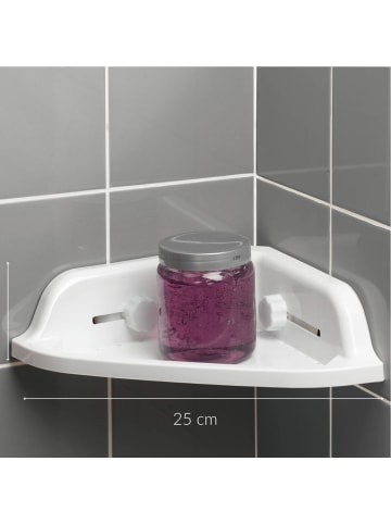 Douceur d’Intérieur Eckregal für die Dusche, Montage mit Saugnäpfen in Weiß, 25 x 25 cm
