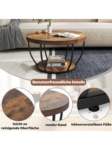 COSTWAY Couchtisch rund 80 x 45 cm in Braun