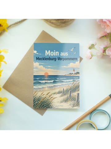 Mr. & Mrs. Panda Grußkarte Küste maritim Design mit Spruch in Weiß