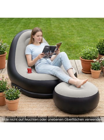 COSTWAY Aufblasbares Luftsessel Garten mit Ottomane in Grau