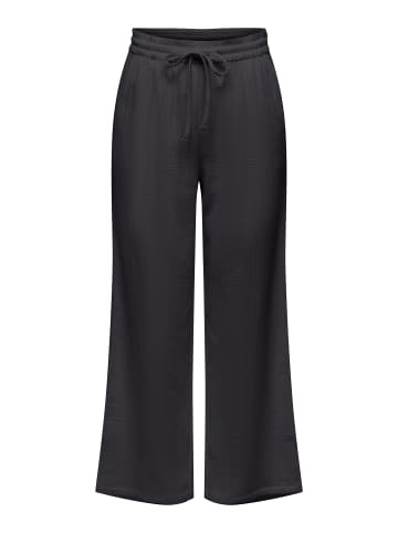 JACQUELINE de YONG Palazzo Leinenhose mit weitem Bein und Kordelzug in Grau-2