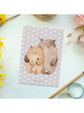 Mr. & Mrs. Panda Ansichtskarte Bären Liebe ohne Spruch in Grau Pastell
