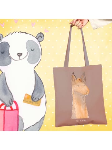 Mr. & Mrs. Panda Unitasche Lamakopf Genervt ohne Spruch in Braun Pastell