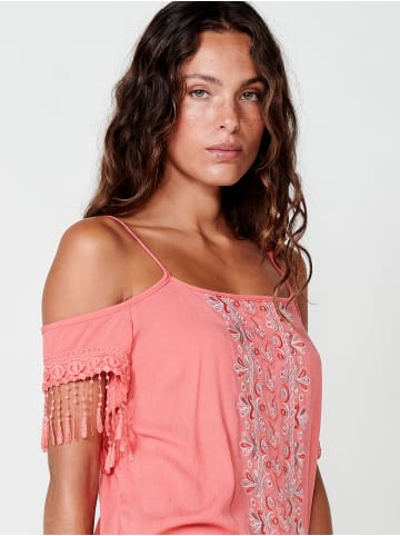 KOROSHI Sommerblusen mit hohem ausschnitt. in rosa