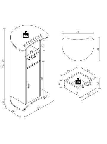 VCM  Holz Stehpult Rednerpult Stehtisch Rollen Redola T in Anthrazit