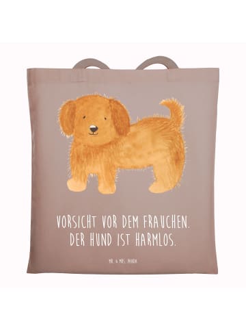 Mr. & Mrs. Panda Tragetasche Hund Flauschig mit Spruch in Braun Pastell