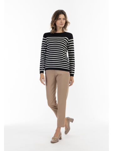 usha BLACK LABEL Damen Strick Pullover in Schwarz Wollweiss
