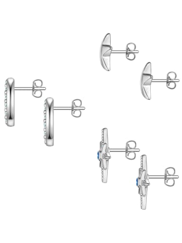Yokoamii Ohrstecker Mond/Sterne aus Messing mit Zirkonia in silber