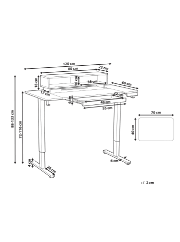 Beliani Höhenverstellbarer Schreibtisch LUCAMA in Schwarz/Braun