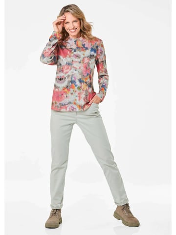 GOLDNER Kurzgröße: Langarmshirt mit Stehkragen, Jersey in bunt / gemustert