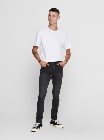 Only&Sons Langes Rundhals T-Shirt Kurzarm Shirt ONSMATT Stretch Basic in Weiß