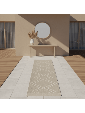 KADIMA DESIGN Teppich Outdoor Waschbar Boho IMST Strapazierfähig OEKO-TEX Balkon in Beige