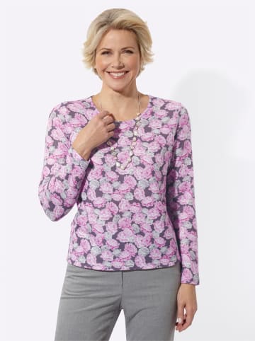 WITT WEIDEN Rundhals-Shirt in steingrau-erika-bedruckt