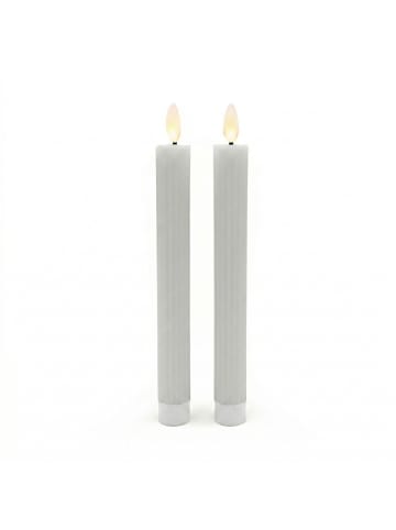 relaxdays 2 x LED Stabkerzen in Hellgrau