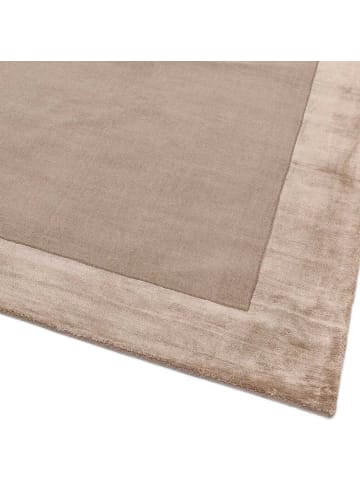 KADIMA DESIGN Teppich Wolle, Viskose-Details, Uni, Handgemacht, Wollteppich in Beige