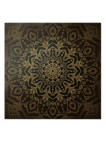 WALLART Leinwandbild Gold - Mandala Blüte Muster silber schwarz in Silber