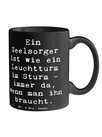 Mr. & Mrs. Panda Kaffeebecher Spruch Seelsorger Leuchtturm mit S... in Schwarz