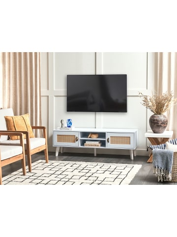 Beliani TV-Möbel PARTON in Weiß/Beige - (W) 140 x (H) 45 x (L) 39 cm