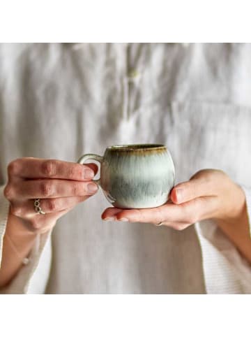 Bloomingville Espresso Tasse PAULA Grau Weiß mit Henkel