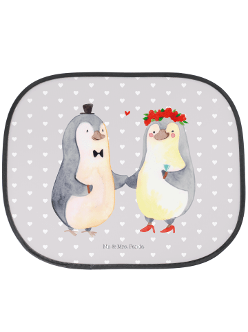 Mr. & Mrs. Panda Auto Sonnenschutz Pinguin Heirat ohne Spruch in Grau Pastell