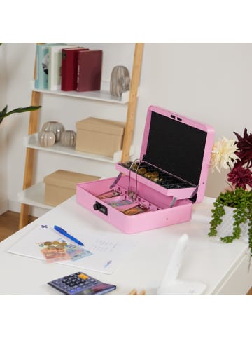 relaxdays Geldkassette in Rosa - (B)30,5 x (H)8,5 x (T)25 cm