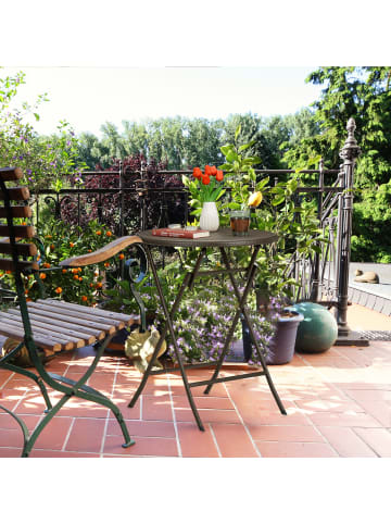 relaxdays Gartentisch "Rattan-Optik" in Grau - (H)75 x Ø 60 cm