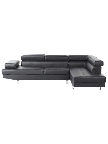 Beliani Ecksofa NORREA in Schwarz/Silber - (W) 262 x (H) 85 x (L) 169 cm
