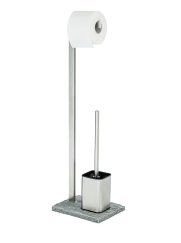 Wenko Stand WC-Garnitur Granit Edelstahl, Stand WC-Garnitur Mod. Granit Edelstahl in Grau