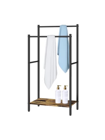 relaxdays Handtuchständer in Dunkelbraun/ Schwarz - (B)42 x (H)81,5 x (T)24 cm