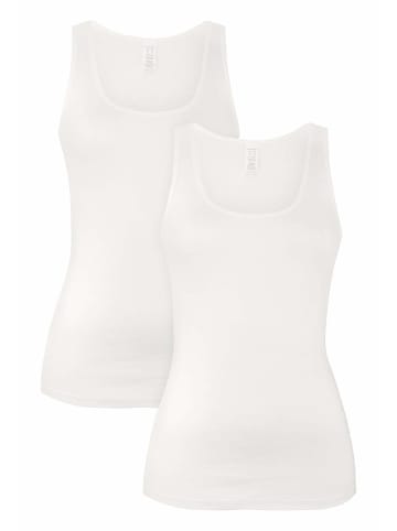 Hessnatur Tanktop Rundhals Fitted 2er-Set in naturweiss