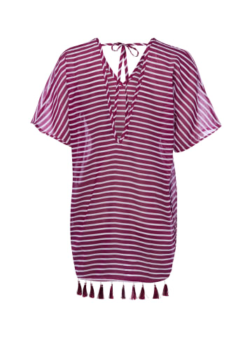 Venice Beach Strand-Kaftan in aubergine ecru - 0001