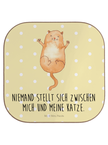 Mr. & Mrs. Panda Untersetzer Katze Umarmen mit Spruch in Gelb Pastell