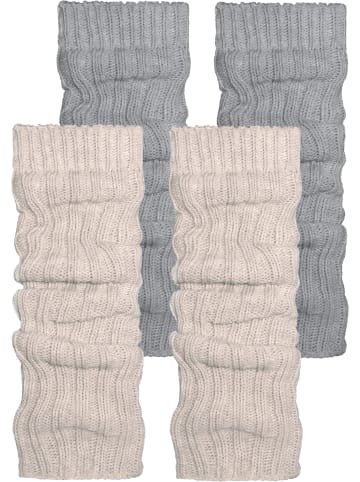 normani normani 2 Paar Strickstulpen mit wärmender Alpakawolle in Beige/Hellgrau