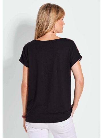 GOLDNER Kurzgröße:  Elegantes Oberteil mit Ethno-Muster in schwarz / gemustert