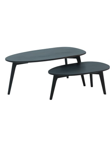 KADIMA DESIGN Design Couchtisch 2er Set Mango Massivholz Wohnzimmertisch in Schwarz