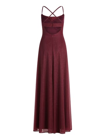 Vera Mont Abendkleid mit Wasserfallausschnitt in Rot/Grau