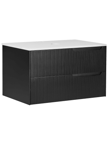 Beliani Badezimmerschrank QUINTELA in Schwarz/Weiß - (W) 80 x (H) 48 x (L) 52 cm