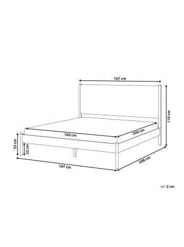 Beliani Doppelbett BRUNEMONT in Braun - (W) 167 x (H) 110 x (L) 208 cm