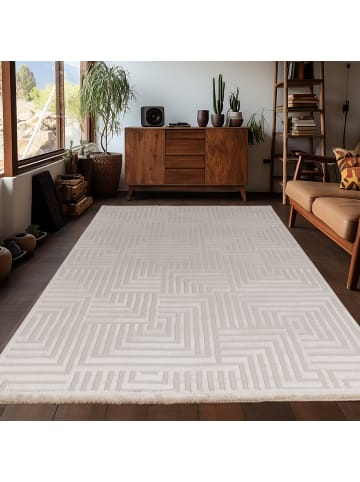 KADIMA DESIGN Teppich Kurzflor 3D-Reliefdesign Polypropylen Wohnzimmer in Beige