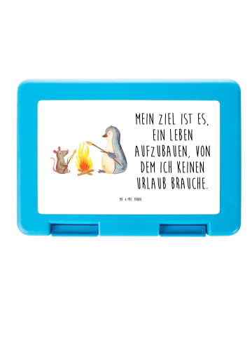 Mr. & Mrs. Panda Brotdose Pinguin Lagerfeuer mit Spruch in Weiß