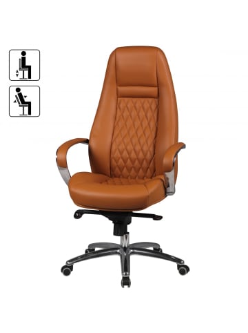KADIMA DESIGN Chefsessel Echtleder | Ergonomisch, Alu-Fußkreuz, 120kg, 8h Nutzung in Beige