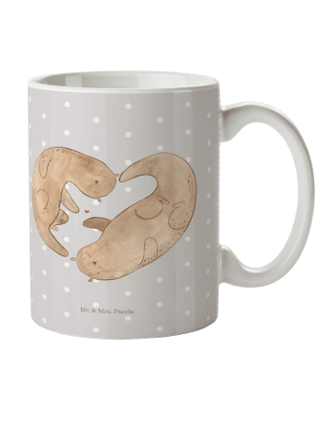 Mr. & Mrs. Panda Kaffeebecher Otter Herz ohne Spruch in Grau Pastell