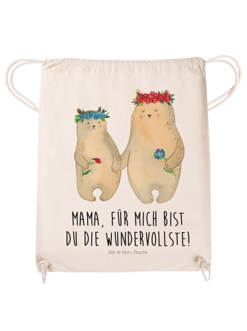 Mr. & Mrs. Panda wander rucksack Bären mit Blumenkranz mit Spruch in Creme