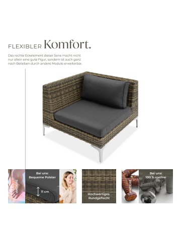 tectake Modulares Rattanset, Dicke des Sitzpolsters 11 cm, 89 x 89 x 72 cm