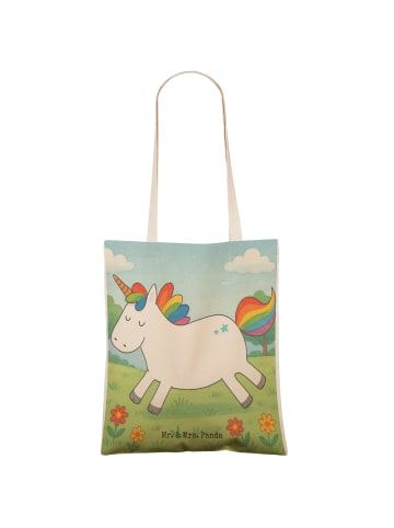 Mr. & Mrs. Panda Tote Bag Einhorn Happy Design ohne Spruch in Weiß