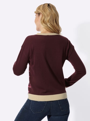 Sieh an! Rundhals-Pullover in burgund-malve-gemustert
