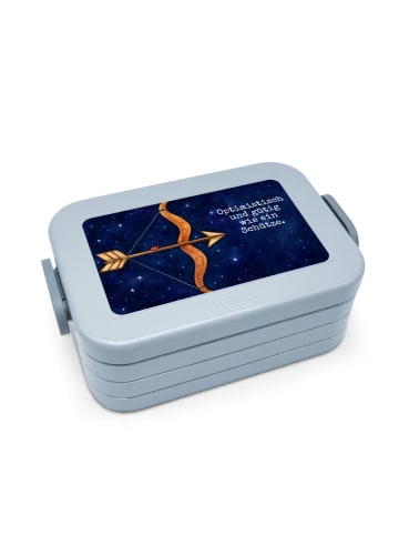 Mr. & Mrs. Panda Bento Box Sternzeichen Schütze Design mit Spruch in Blau Pastell