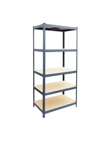 relaxdays Schwerlastregal "5 Ebenen" in Anthrazit - (B)90 x (H)180 x (T)40 cm
