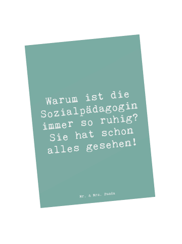 Mr. & Mrs. Panda Postkarte Spruch Sozialpädagogin Ruhe mit Spruch in Meeresbrise